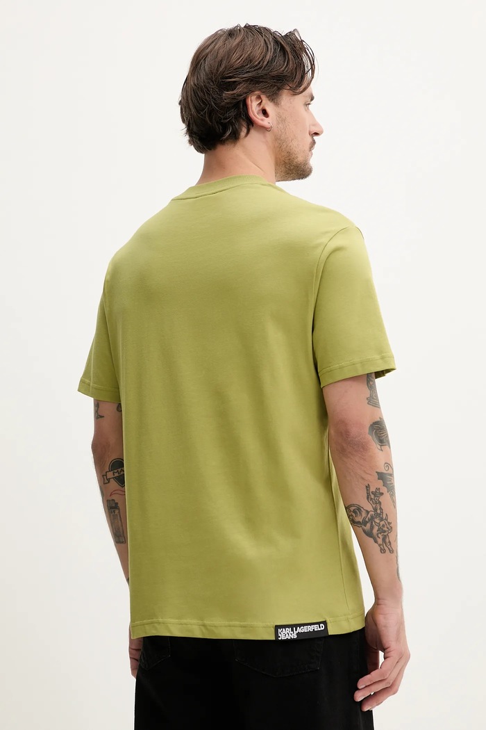 Odzież Karl Lagerfeld Jeans t-shirt męski bawełniany A1M17002 zielony