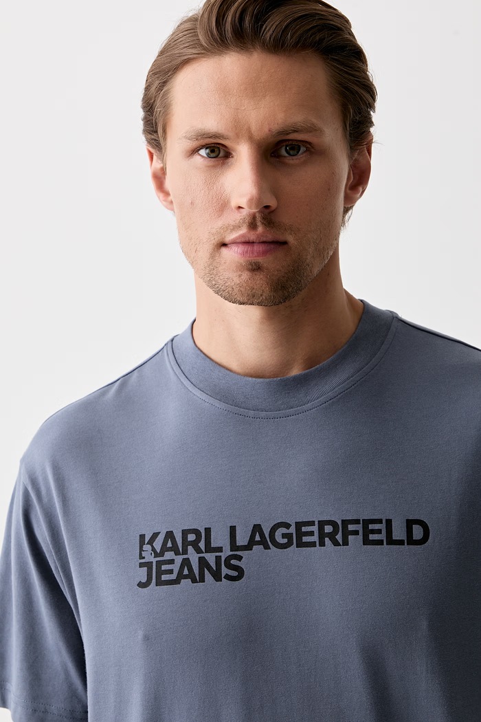 Karl Lagerfeld Jeans kratka majica moška bombažna modra A1M17002
