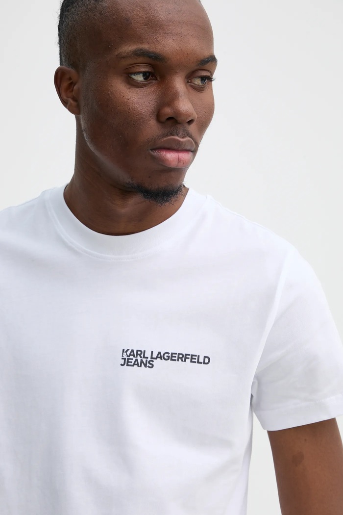 Karl Lagerfeld Jeans tričko pánske bavlnené A1M17003 biela AA00