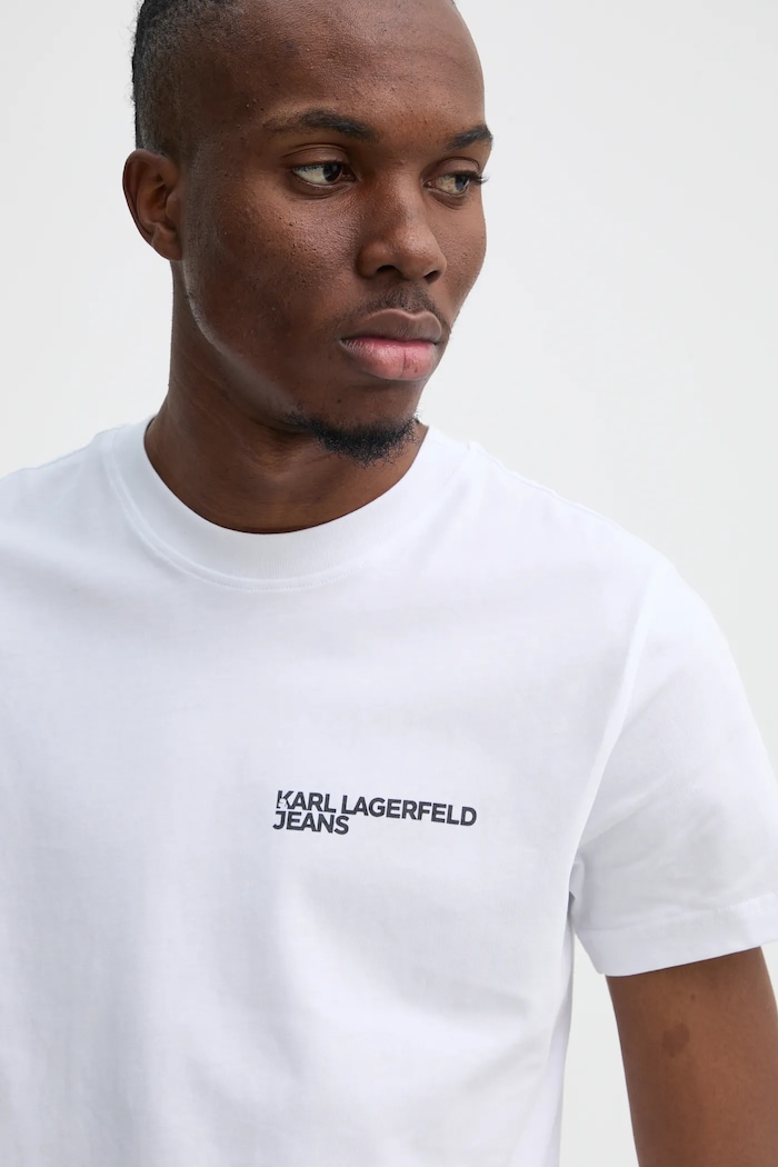 Karl Lagerfeld Jeans tričko pánske bavlnené A1M17003 biela AA00