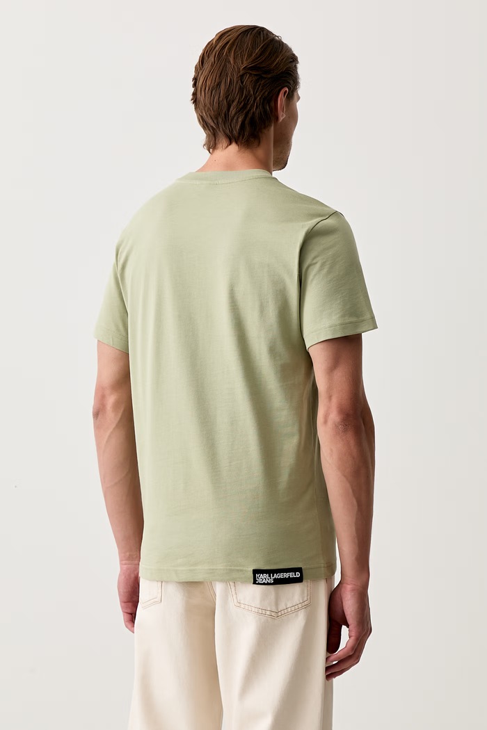 Odzież Karl Lagerfeld Jeans T-shirt męski bawełniany A1M17003 zielony