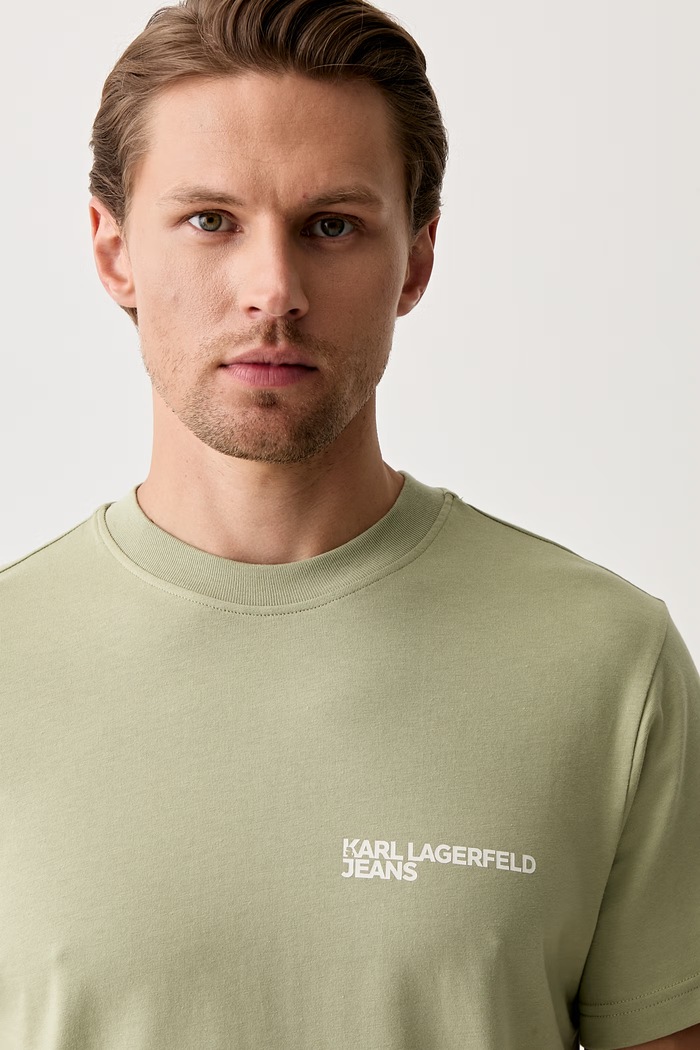 Karl Lagerfeld Jeans T-shirt męski bawełniany zielony A1M17003