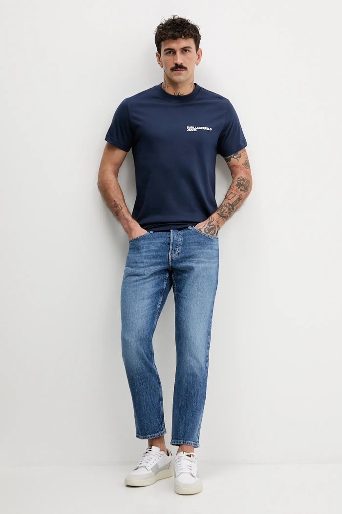 Karl Lagerfeld Jeans tričko pánské bavlněné A1M17003 námořnická modř AA00
