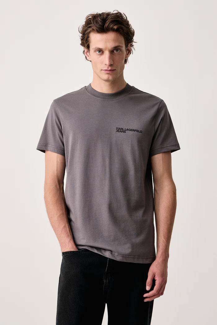 Karl Lagerfeld Jeans T-shirt da uomo in cotone grigio A1M17003