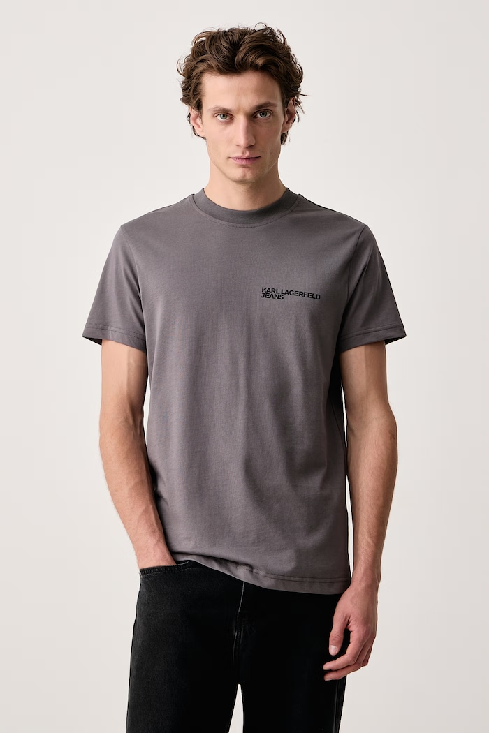 Karl Lagerfeld Jeans T-shirt da uomo in cotone grigio A1M17003