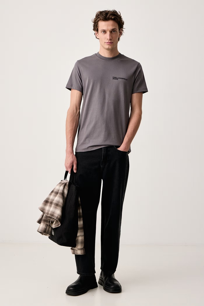 Karl Lagerfeld Jeans T-shirt da uomo in cotone A1M17003 grigio AA00
