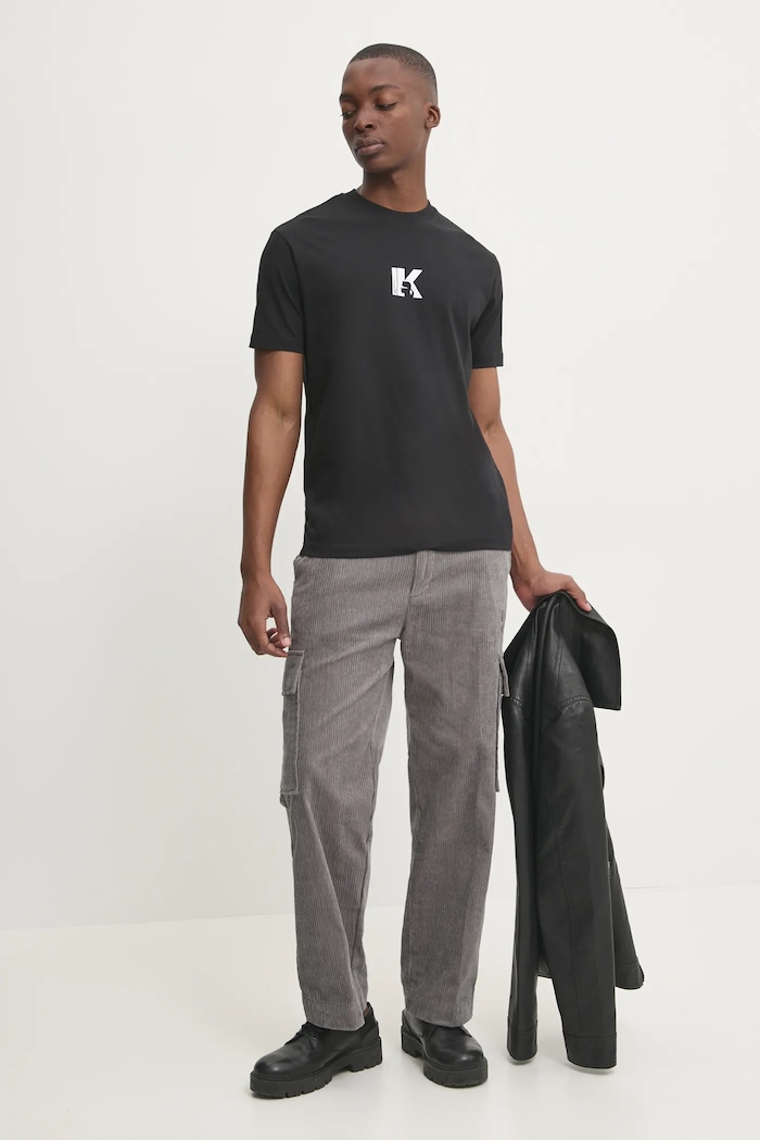 Karl Lagerfeld Jeans kratka majica moška bombažna A1M17044 črna SS26