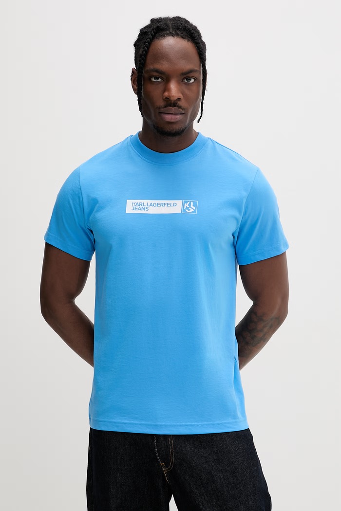 Karl Lagerfeld Jeans t-shirt ανδρικό με βαμβάκι μπλε A1M17112