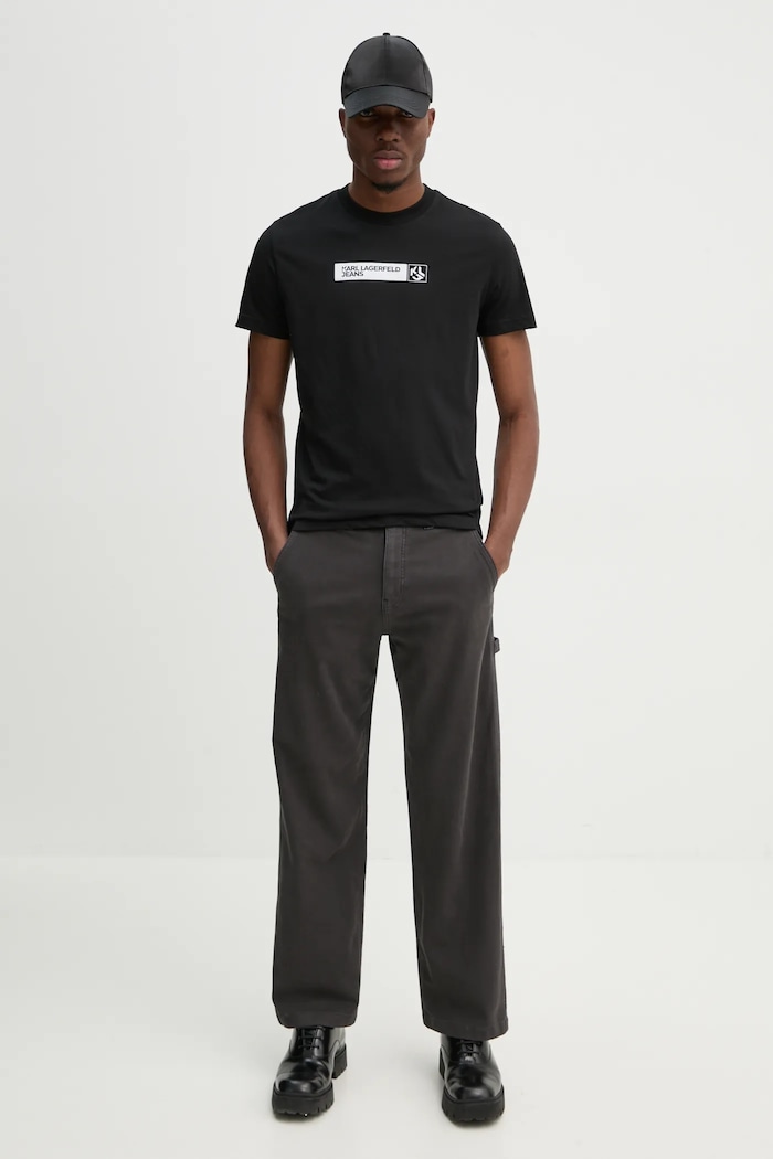 Karl Lagerfeld Jeans t-shirt ανδρικό με βαμβάκι A1M17112 μαύρο SS26