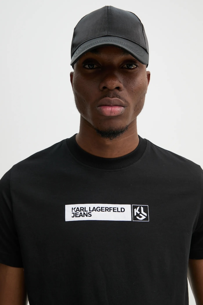 Karl Lagerfeld Jeans t-shirt ανδρικό με βαμβάκι μαύρο A1M17112