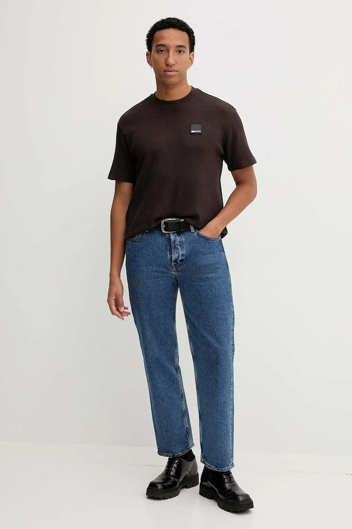 Bavlnené tričko Karl Lagerfeld Jeans hnedá A1M17049