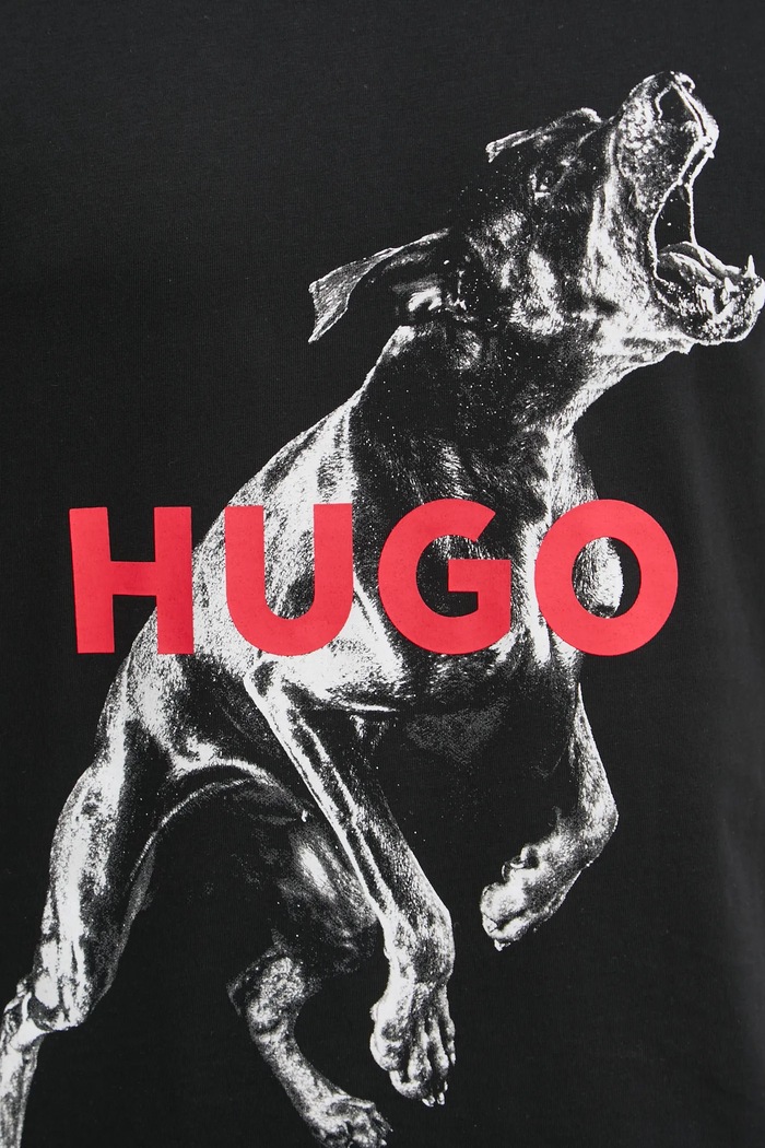 Βαμβακερό μπλουζάκι HUGO San Jared-C 50530607 μαύρο
