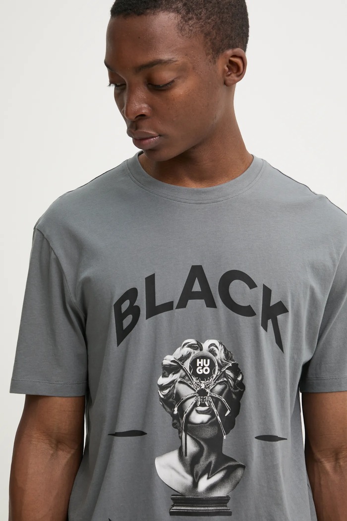 HUGO t-shirt bawełniany szary 50530684