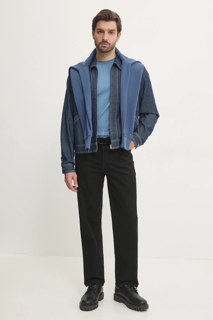 Bavlnené tričko Karl Lagerfeld A1M46070 modrá SS25