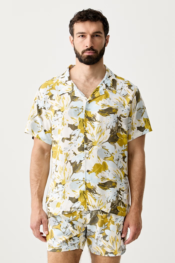 BOSS plážová košeľa pánska Beach Shirt žltá 50535793