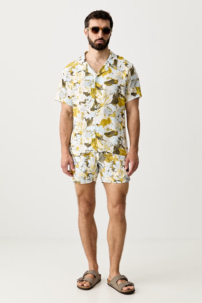 BOSS plážová košeľa pánska Beach Shirt 50535793 žltá SS26