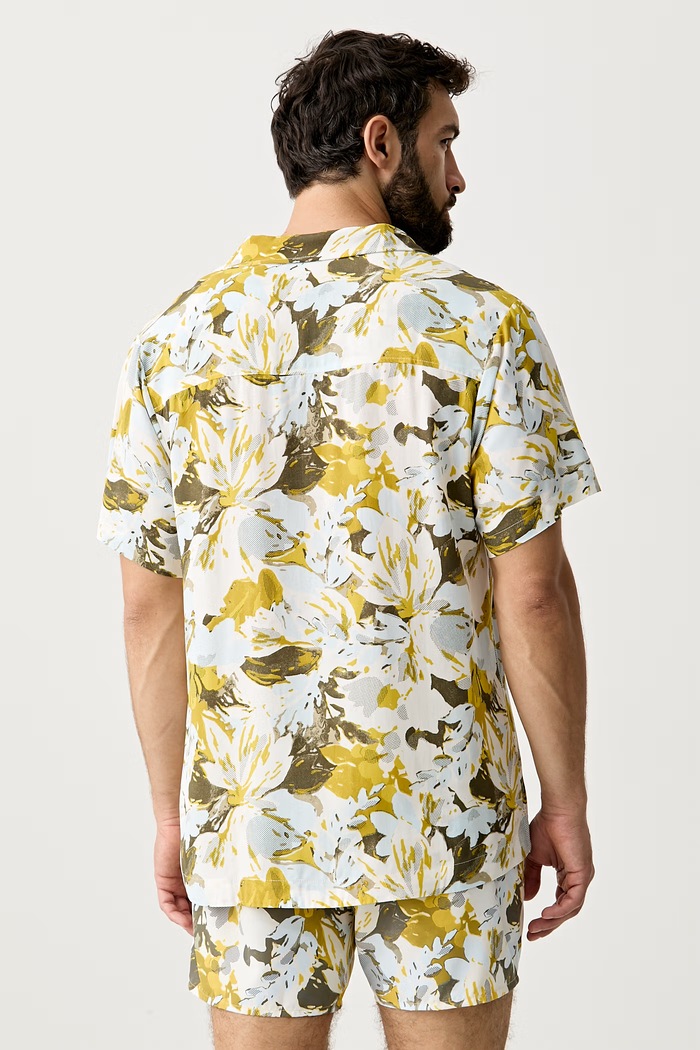 Oblečenie BOSS plážová košeľa pánska Beach Shirt 50535793 žltá