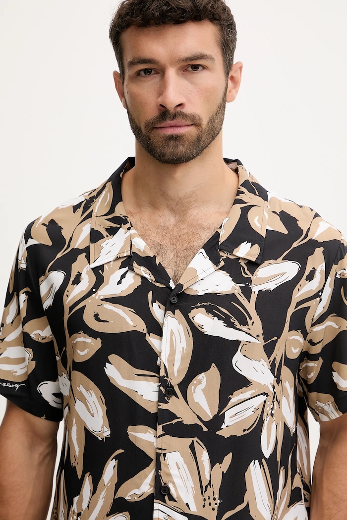 Cămașă de plajă bărbătească Beach Shirt BOSS 50535793 negru