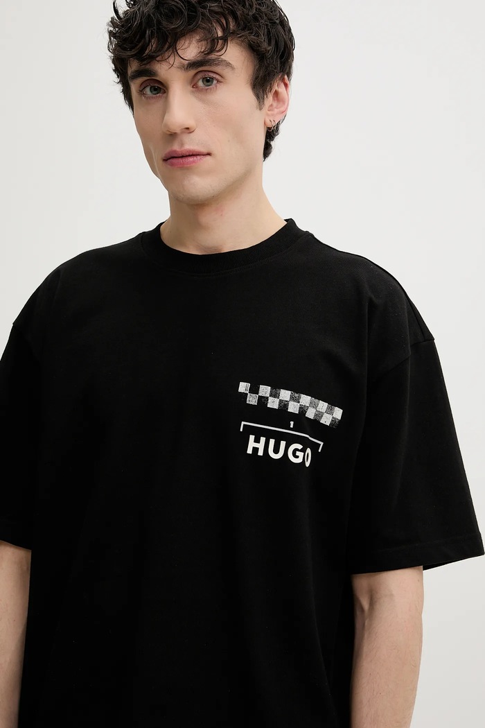 HUGO t-shirt bawełniany czarny 50531758