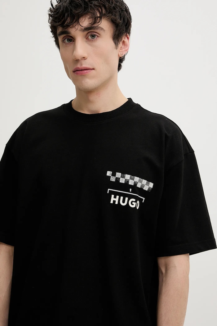 HUGO t-shirt bawełniany czarny 50531758