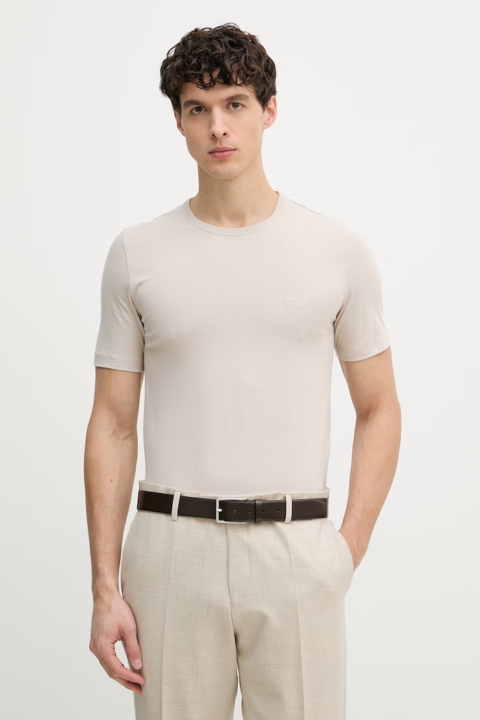 BOSS tričko pánske bavlnené TShirtRN 3P Classic 3-pak béžová 50532468