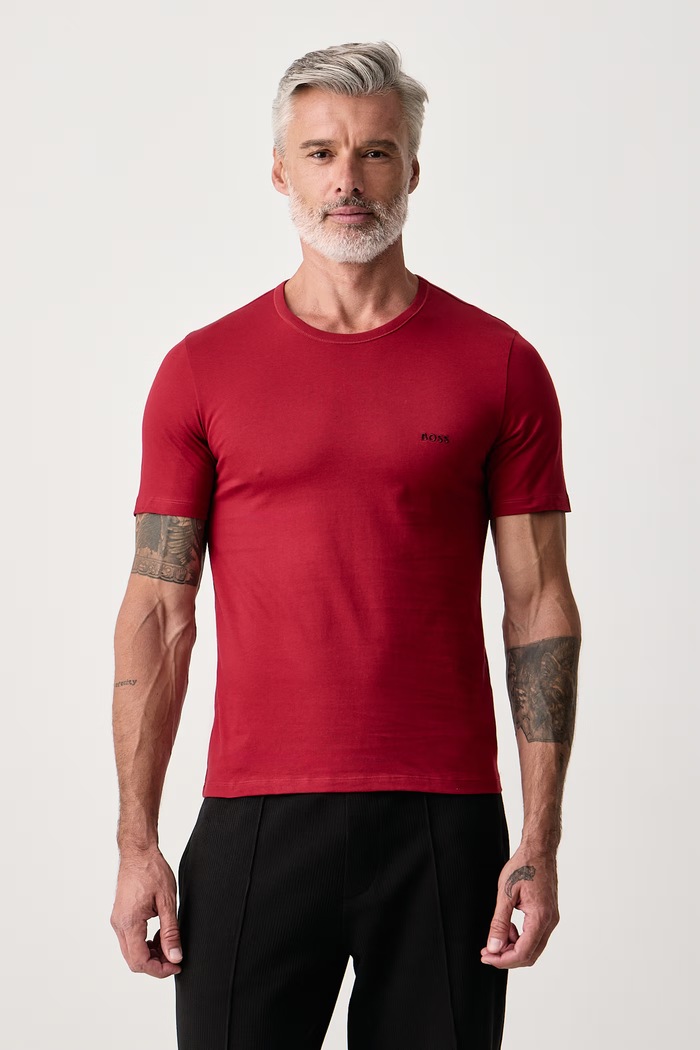 BOSS T-shirt męski bawełniany TShirtRN 3P Classic 3-pack 50532468 czerwony SS26