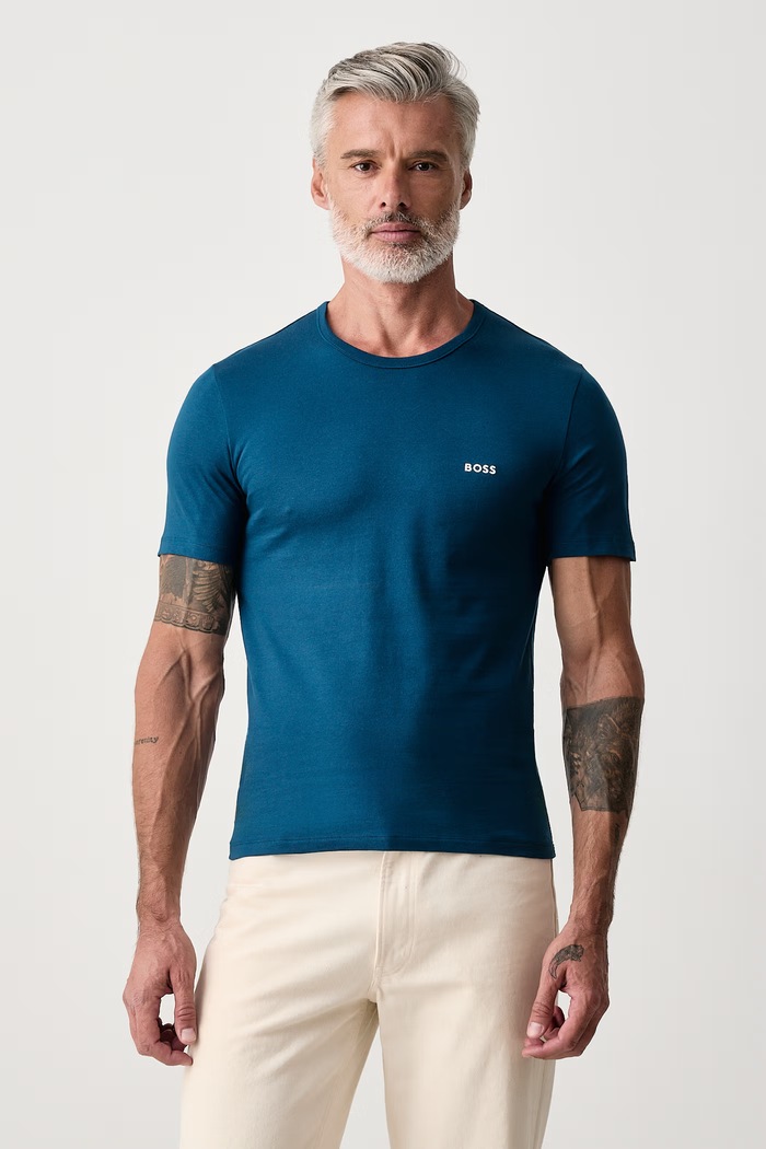 Odzież BOSS T-shirt męski bawełniany TShirtRN 3P Classic 3-pack 50532468 niebieski