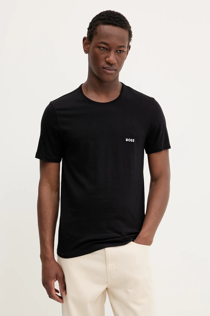 Ρούχα BOSS t-shirt ανδρικό βαμβακερό TShirtRN 3P Classic 3-pack 50532468 πράσινο