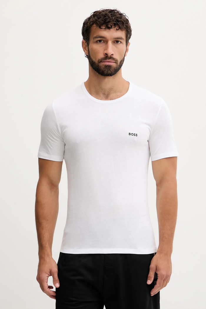 BOSS t-shirt férfi pamut TShirtRN 3P Classic 3-as csomag burgundia 50532468