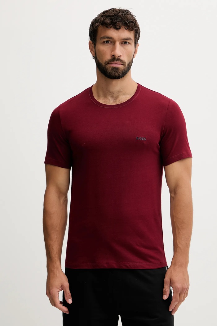 Ruházat BOSS t-shirt férfi pamut TShirtRN 3P Classic 3-as csomag 50532468 burgundia