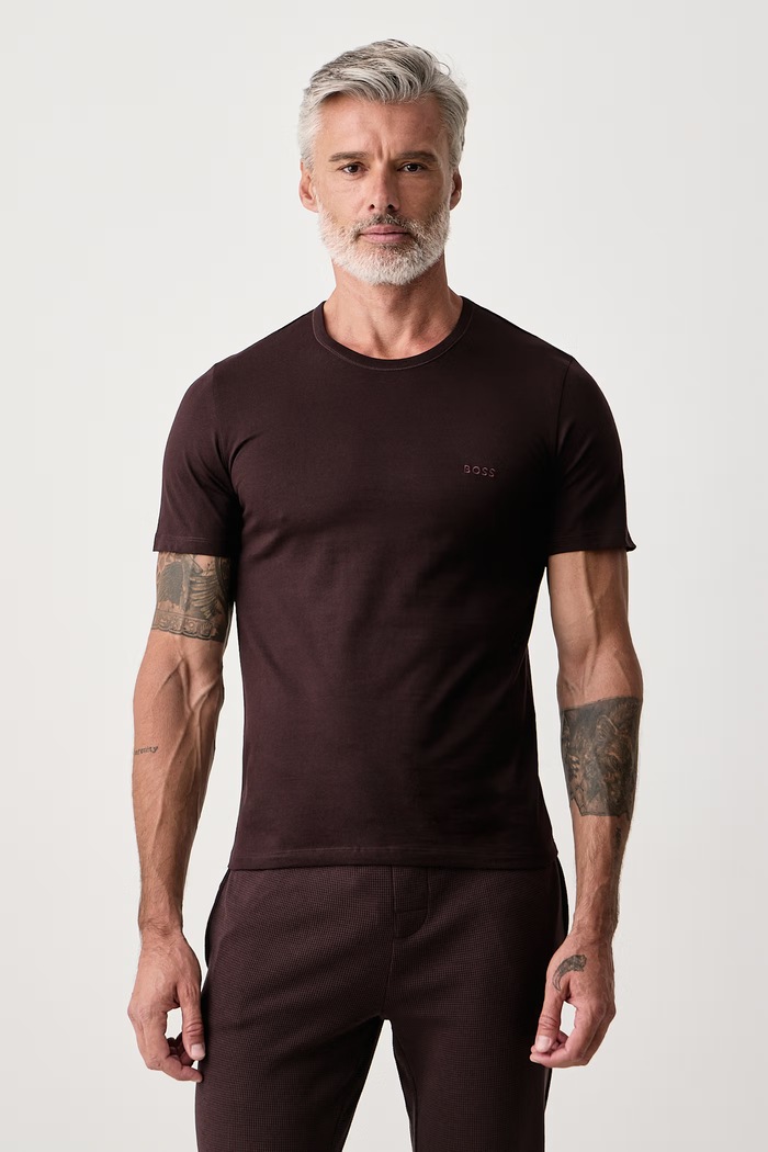 Odzież BOSS T-shirt męski bawełniany TShirtRN 3P Classic 3-pack 50532468 brązowy