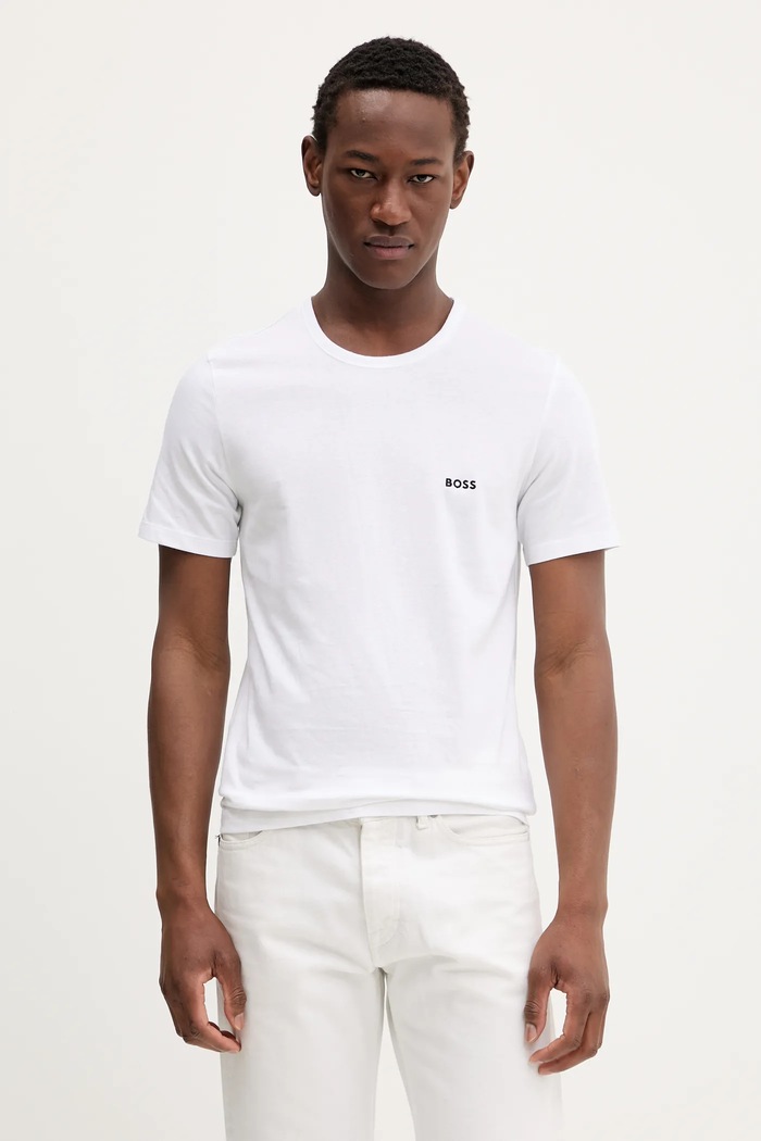 Ρούχα BOSS t-shirt ανδρικό βαμβακερό TShirtRN 3P Classic 3-pack 50532468 γκρί