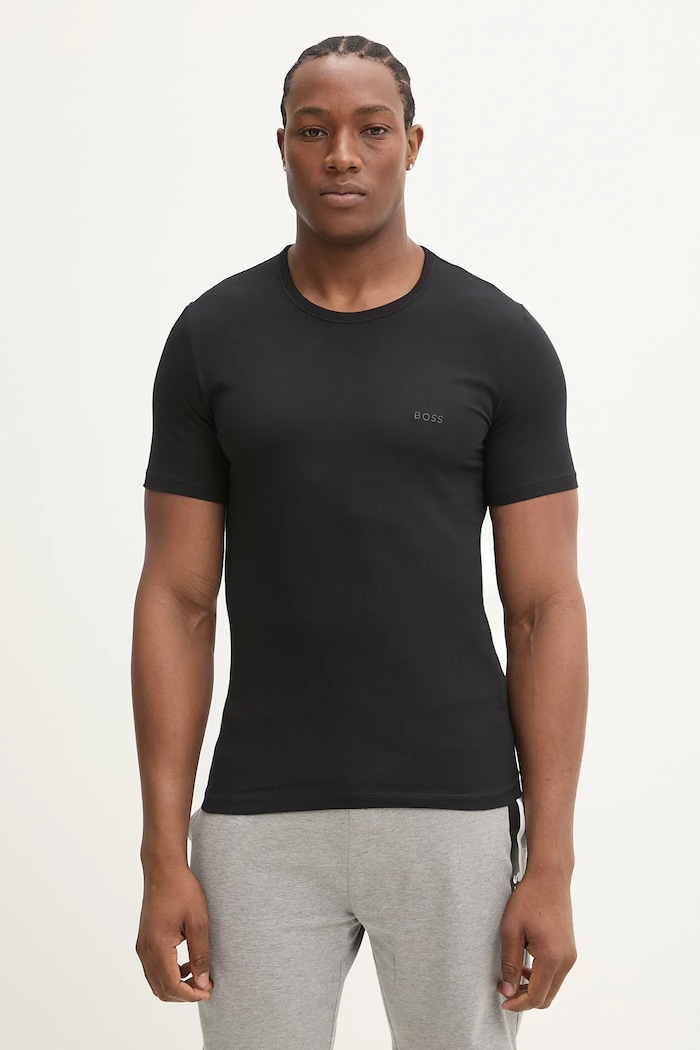 BOSS t-shirt męski bawełniany TShirtRN 3P Classic 3-pack bawełna czarny 50532468