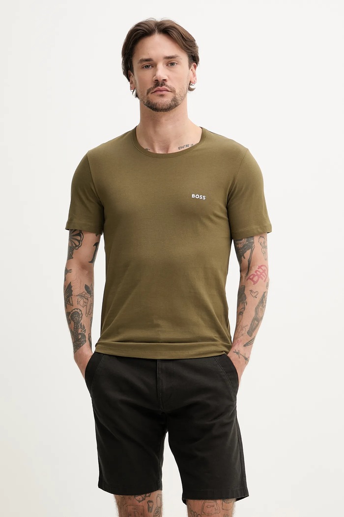 BOSS T-shirt męski bawełniany TShirtRN 3P Classic 3-pack bawełna biały 50532470