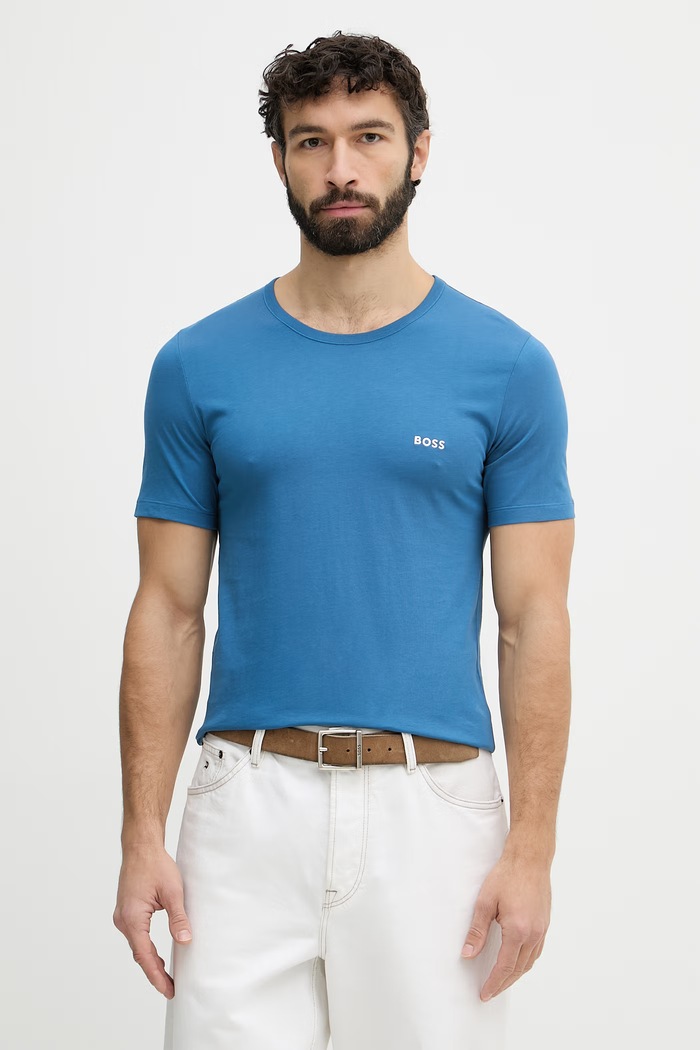 BOSS tričko pánské bavlněné TShirtRN 3P Classic 3-pack 50532470 námořnická modř SS26