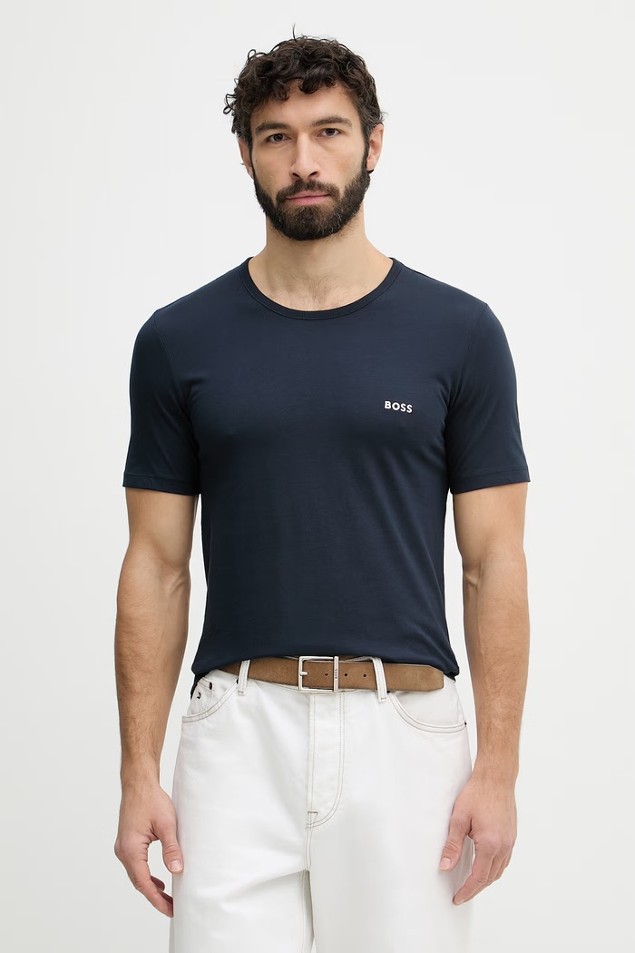 BOSS tričko pánské bavlněné TShirtRN 3P Classic 3-pack námořnická modř 50532470