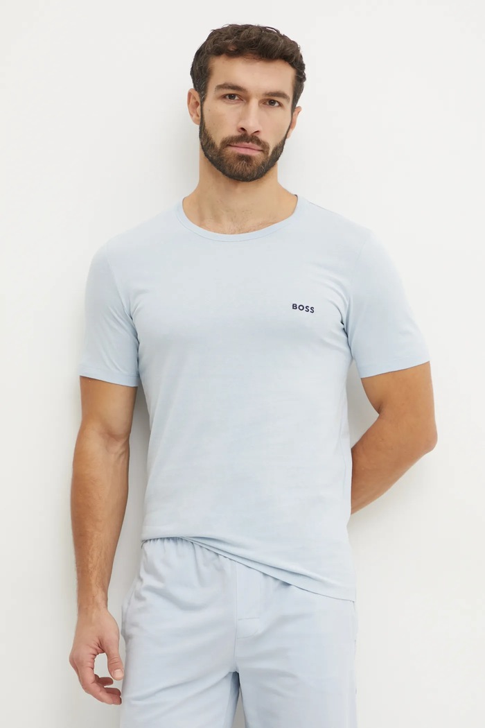 BOSS T-shirt męski bawełniany TShirtRN 3P Classic 3-pack bawełna granatowy 50532470