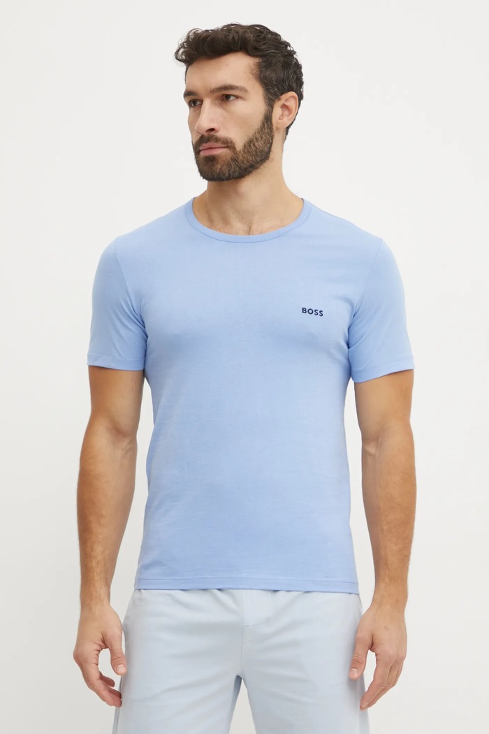 Odzież BOSS T-shirt męski bawełniany TShirtRN 3P Classic 3-pack 50532470 granatowy