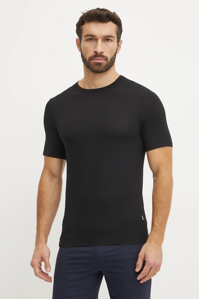 Odzież BOSS T-shirt męski z wiskozy TShirt RN 3P Bamboo 3-pack 50534019 granatowy