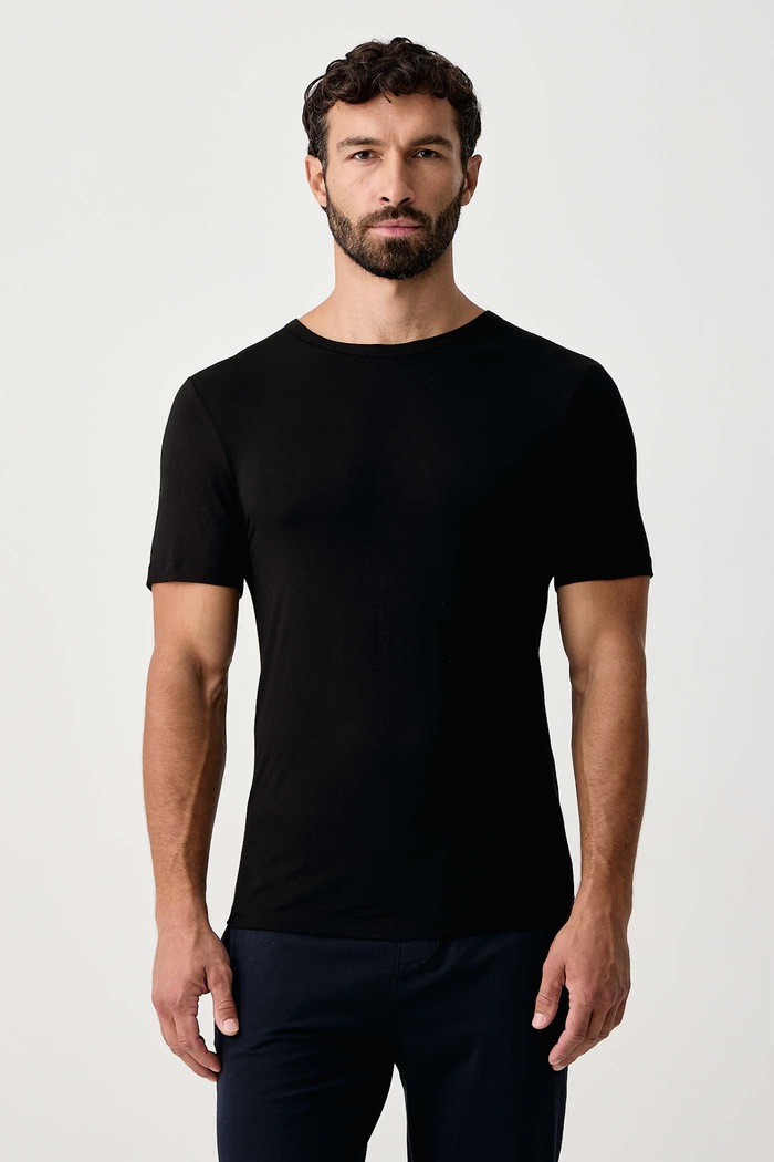 Тениска мъжка с вискоза TShirt RN 3P Bamboo 3 броя BOSS 50534019 черен