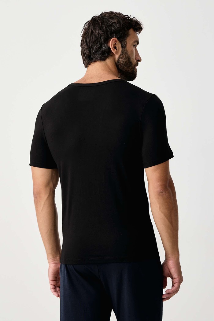 Тениска мъжка с вискоза TShirt RN 3P Bamboo 3 броя BOSS черен 50534019