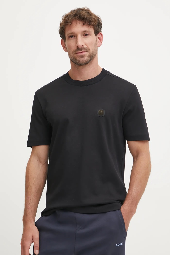BOSS Green T-shirt bawełniany czarny 50531569