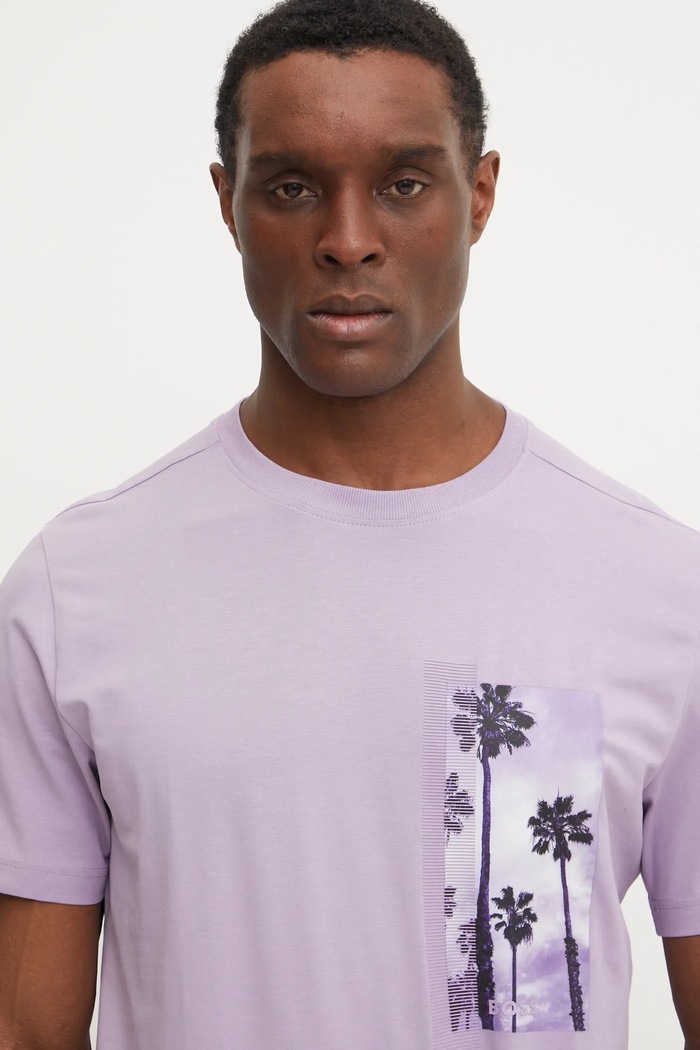 T-shirt BOSS Green 50533233 fioletowy
