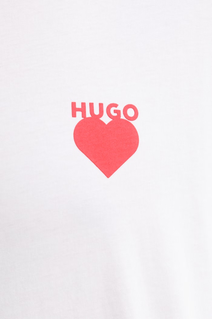Bavlněné tričko HUGO 50530557 bílá