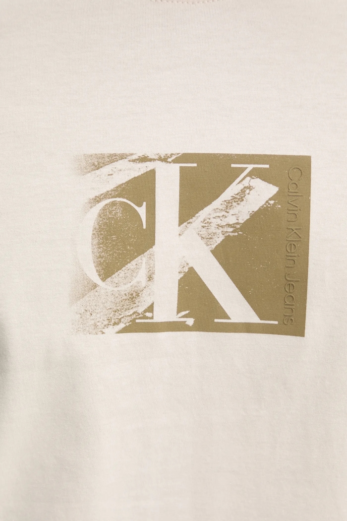 Bavlněné tričko Calvin Klein Jeans béžová J30J327077
