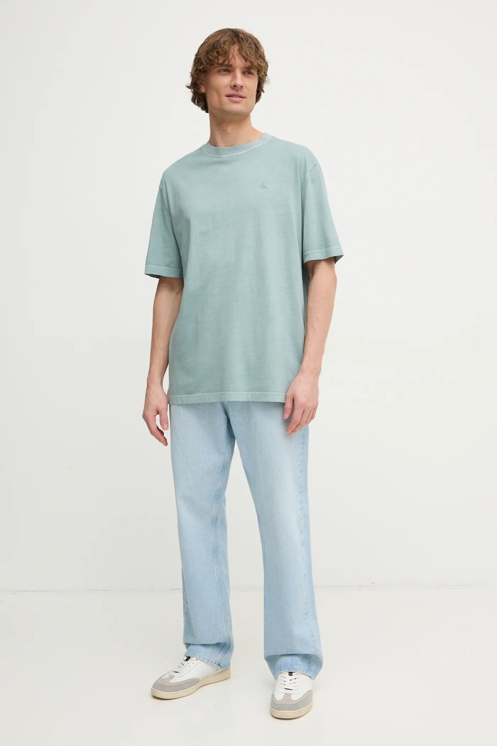 Pamučna majica Calvin Klein Jeans J30J327078 siva SS25