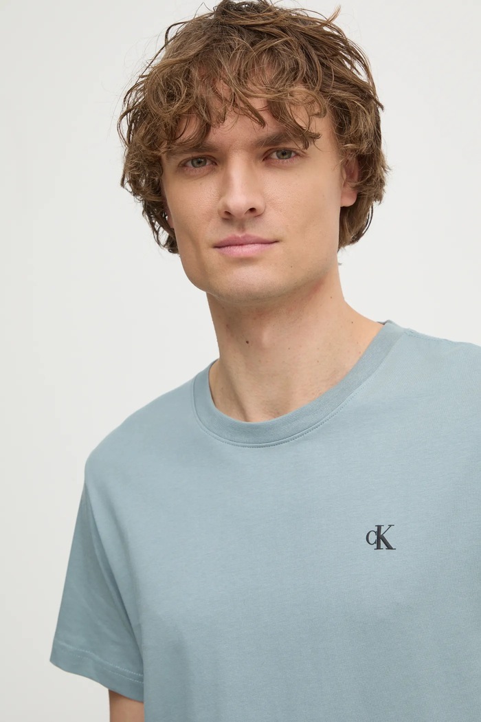 Bavlněné tričko Calvin Klein Jeans modrá J30J327402