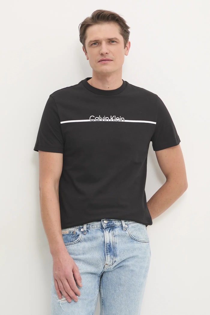 Bavlněné tričko Calvin Klein slim černá K10K113802