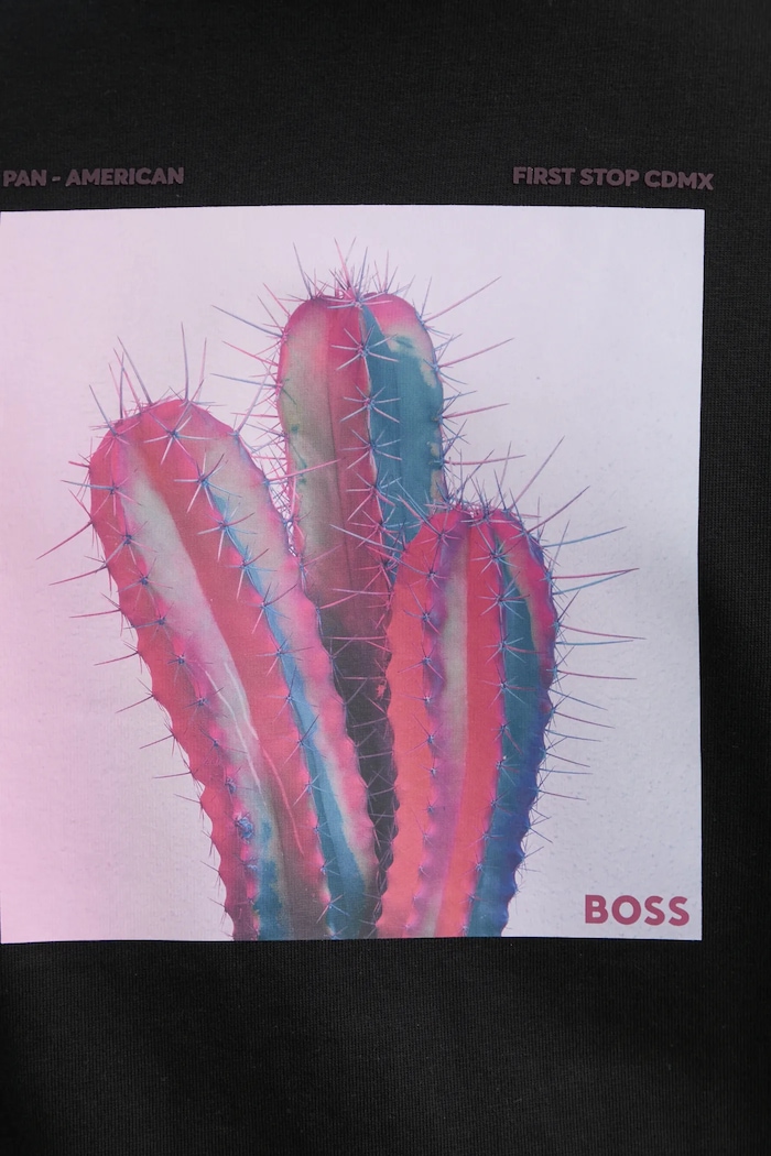 Βαμβακερό μπλουζάκι BOSS Orange 50535079 μαύρο