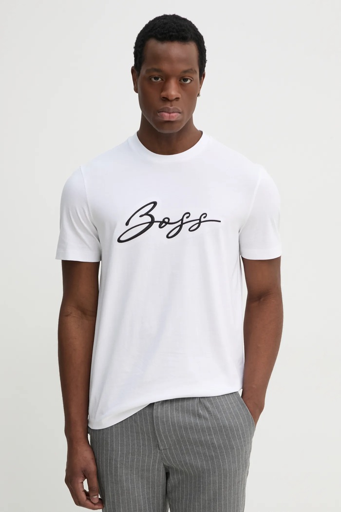 BOSS t-shirt bawełniany regular biały 50531309